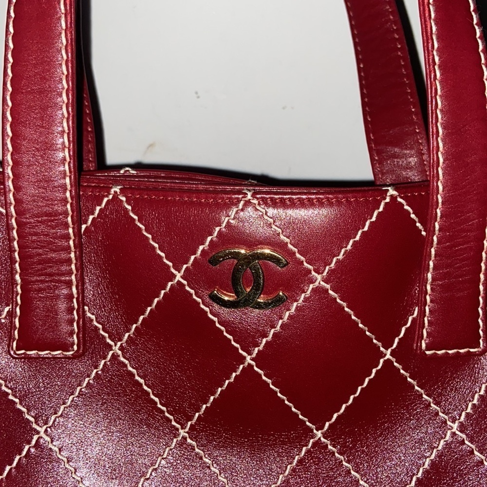 CHANEL Wild Stitch Burgundy Tote Bag 1/1 rare find UNI Vintage​​​ - Picture 2 of 7